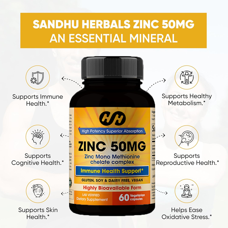Zinc Supplement 50Mg - Цинковая добавка 50 мг, 60 капсул,