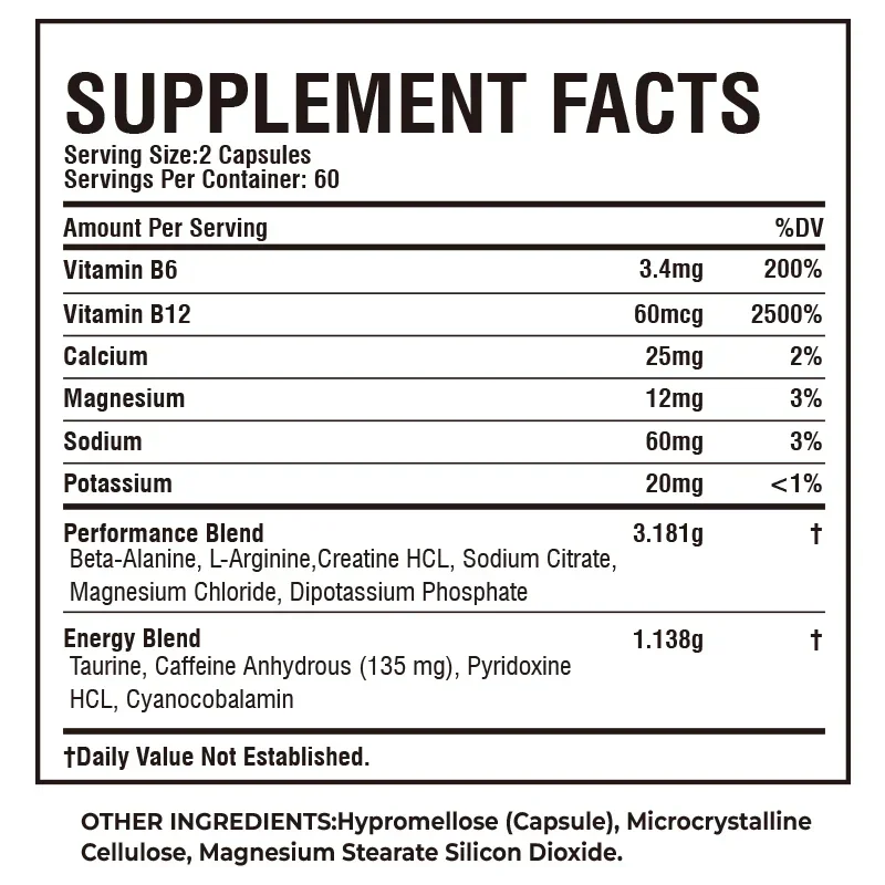 Pre Workout Supplement - Спортивная добавка перед тренировкой - увеличивает